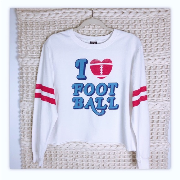 Modern Lux I Heart Love Football Crop Sweater - Picture 3 of 4